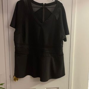 Black see through shoulders, peplum shirt